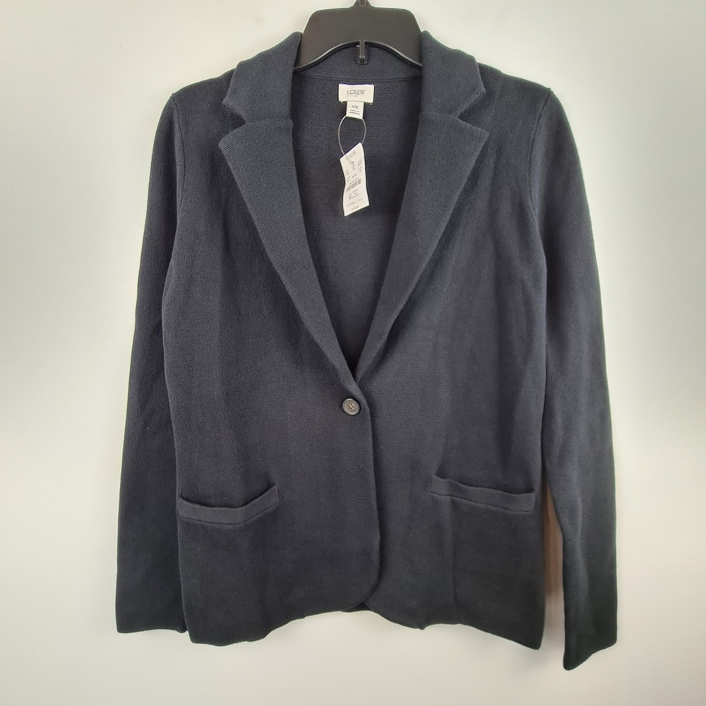 J.Crew Factory Womens Black Cotton‎ Sweater Blazer Size XS Classic Professional